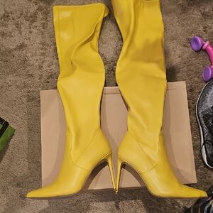 Steve Madden Yellow Over-the-Knee Stiletto Boots
